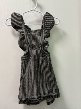 art class Black and White Striped Ruffle-Shoulder Pinafore Dress